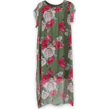 Dámské šaty Šaty hedvábí s rukávkem 7258 Itálie barva: zelená