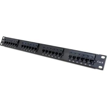 Patch panel XtendLan Patch panel 19", 24 portů Cat6, 30u Au, 110 PP19-24C6U