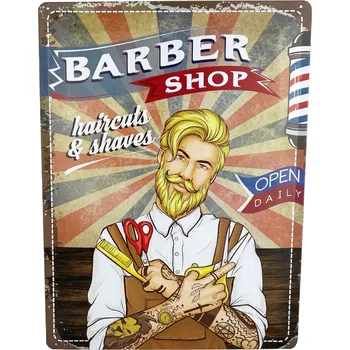 Plechová cedule DODINO Plechová cedule Barber Shop 30 x 40 cm