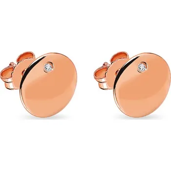 Náušnice Kulaté náušnice s diamantem, růžové zlato 14K ALBR046RN + dárkové balení LUXUS zdarma