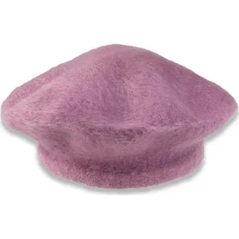 Klobouk Hnědý baret TONAK s vyčesaným chlupem - RŮŽOVÝ