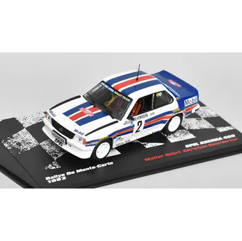autíčko DeAgostini Opel Ascona 400 Rallye De Monte-Carlo 1982 1:43 - Rallye automobily polský časopis s modelem #45 Opel Ascona 400 Rally Monte Carlo 1982 - kovový model auta