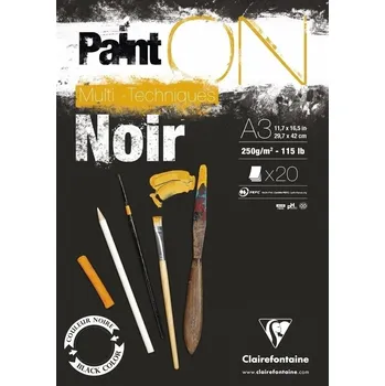 Clairefontaine Paint'On Black Pad Skicář 20 A3 250 g