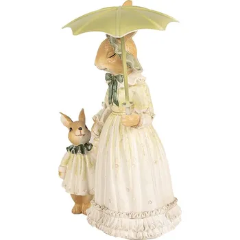 Bytová dekorace Dekorace králičí mamka s králíčkem a paraplíčkem - 16*14*21 cm