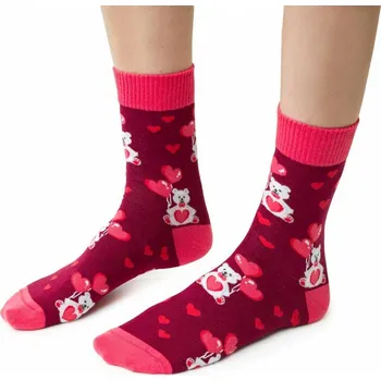 Dámské ponožky Červené dámské valentýnské ponožky Art.136 CN122, BURGUNDY Velikost: 35/37