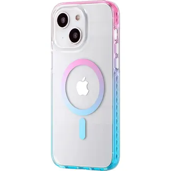 Pouzdro na mobilní telefon Kryt KINGXBAR PQY pro Apple 14 Plus - podpora MagSafe - plastový / gumový - barevný přechod - modrý