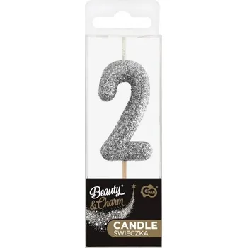 Dortová svíčka GoDan Dortová svíčka číslo (třpytivá černá) číslo: 2