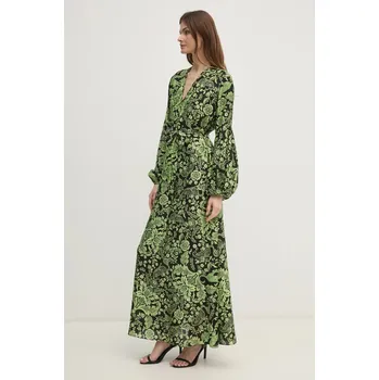 Dámské šaty Šaty s příměsí hedvábí DIANE VON FURSTENBERG DVFDL4S031 zelená 77A, vel. XS