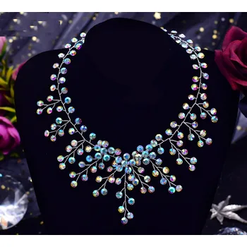 Náhrdelník B-TOP Dámský krystalový náhrdelník Bride - postříbřený Druh barvy: Barevná