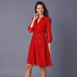 Krátké voálové šaty s výstřihem do V a potiskem červená 54