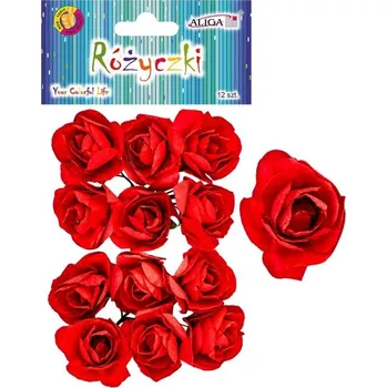 umělá květina Růže na drátku 12ks papírové, červené