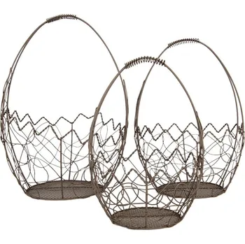 3ks drátěný košík ve tvaru vajíčka - Ø 28*17/37 / Ø 23*14/33 / Ø 18*12/28 cm