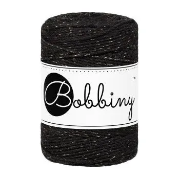 Příze Bobbiny 3PLY Macramé Rope 1,5 mm 100 m Golden Black Šňůra