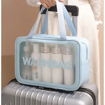 Kosmetická taška Cestovní kosmetická taška průsvitná modrá, velká