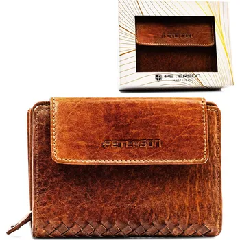 Peněženka Elegantní peněženka na karty a mince ze stínované přírodní kůže Barva: Hnědá