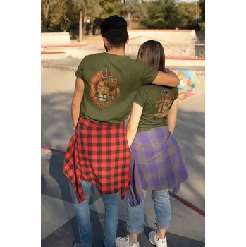 Trička pro páry Trust and protect Barva: Khaki, Dámska velikost: XL, Pánska velikost: M