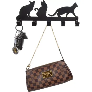 Věšák Černý kovový věšák na šaty a klíče