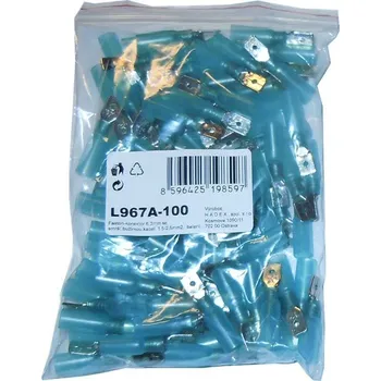 Síťový kabel Faston-konektor 6,3mm se smršť.bužírkou,kabel 1,5-2,5mm2, balení 100ks