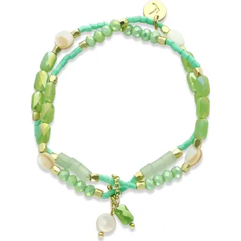 Náramek Yvon Sada ležérních náramků s mušlemi a fazetovým sklem