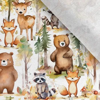 Teplákovina Takoy 150 cm lesní dobrodružství zvířátek