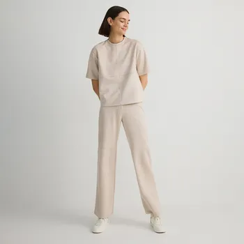 Reserved - Kalhoty z umělého semiše - béžová - YU031-08X - YU031-08X-XL