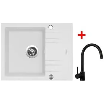 Granitový dřez Sinks LINEA 600 XC Milk + Vitalia černá matná