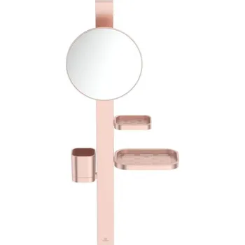 Ideal Standard ALU+ Zrcátko kosmetické Beauty Bar S o205 mm, nástěnné, 2x polička, pohárek, rosé, BD589RO