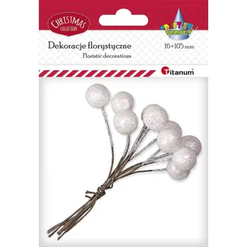 Vánoční dekorace Titanum Dekorace, kuličky, BÍLÉ, 10,5x1,6 cm, 10 ks/bal.