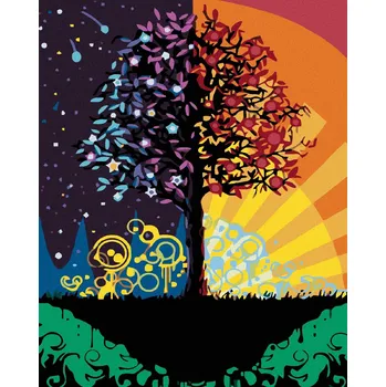 zuty Malování podle čísel - Barevný strom, 40x50 cm, bez rámu a bez vypnutí plátna