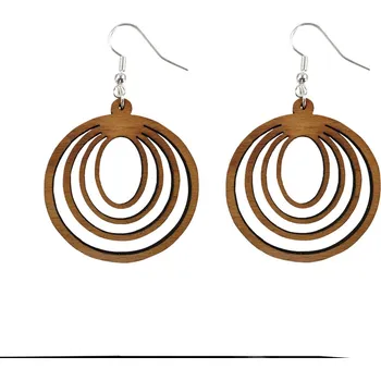 Náušnice AMADEA Dřevěné náušnice kulaté hnědé, 4 cm, český výrobek