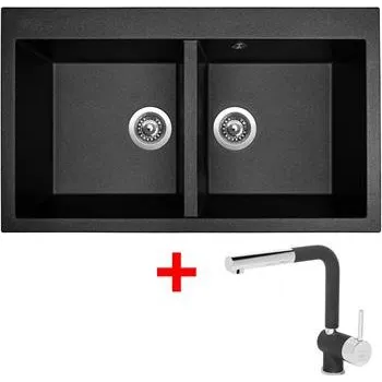Granitový dřez Sinks AMANDA 860 DUO Metalblack + Mix 3 P GR