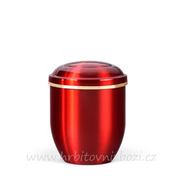 Smuteční dekorace Urna mini měděná červená se zlatým páskem 81110-GB