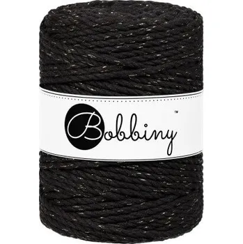 Příze Bobbiny 3PLY Macramé Rope 5 mm 100 m Golden Black Šňůra
