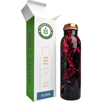 Nature's Own Měděná láhev na vodu 950 ml, květinový vzor