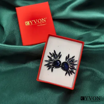 Náušnice Yvon Večerní náušnice s tmavě modrými fazetovými krystaly
