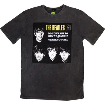 Pánské tričko The Beatles Tričko VJ Secret Sleeve Stone Wash Unisex Charcoal Grey S