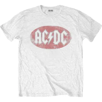 AC/DC Tričko Oval Logo Vintage Unisex White XL