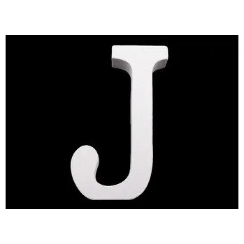 Dřevěná dekorace písmena abecedy - 20 ks - 10 "J" bílá sněžná