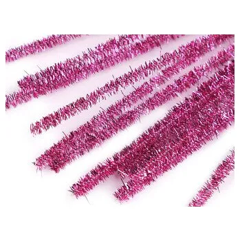 Galanterie Chlupaté modelovací lurexové drátky Ø6 mm délka 30 cm - 100 ks - 10 fialovorůžová