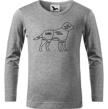 Chlapecké tričko DOBRÝ TRIKO Dětské bavlněné triko s potiskem Kde drbat psa Velikost: 158/12 let, Barva: Tmavě šedý melír