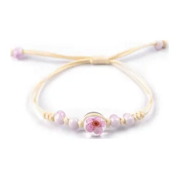 Náramek Náramek shamballa s korálky a květem - 1 ks - 5 růžová sv.