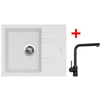 Granitový dřez Sinks LINEA 600 Milk + Elka černá matná