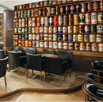 Tapeta Solution Media 3D tapeta - Stěna z pivních plechovek MU109 2 - Voděodolná hedvábná tkanina - Textilní tapeta lesklá - 200g/m2