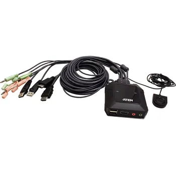 elektrický kabel OEM Přepínač Aten KVM 2:1 (USB, HDMI) 4K@60Hz, integrované kabely (CS22H) 14.01.7213