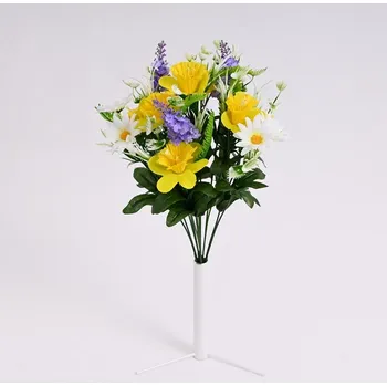 umělá květina Jarní kytice 42 cm, bílo-fialová