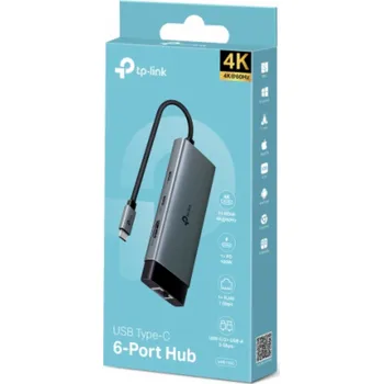 USB hub TP-Link UH6120C USB-C hub 6v1 (2xUSB3.2Gen1,1xUSB-C3.2Gen1, 1xGbE, 1xHDMI, PD 100W)