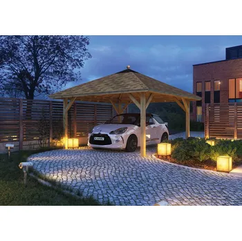 Přístřešek na auto Dřevěný přístřešek / carport 431x431 cm Lanitplast