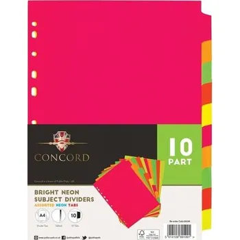 Set školních potřeb Przekładki do segregatora A4 10 blocz. neon PUKKA
