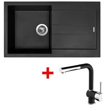 Granitový dřez Sinks AMANDA 860 Nanoblack+MIX 3 P Nanoblack