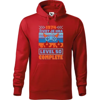 Pánská mikina DOBRÝ TRIKO Pánská mikina s potiskem Život je hra Velikost pánské mikiny: 4XL, Barva: Červená